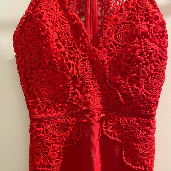 Hello Molly Fire Up Lace V Neck Red Dress - Picture 4 of 8